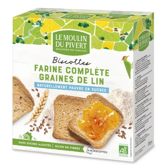 Biscottes complètes graines de lin 270g