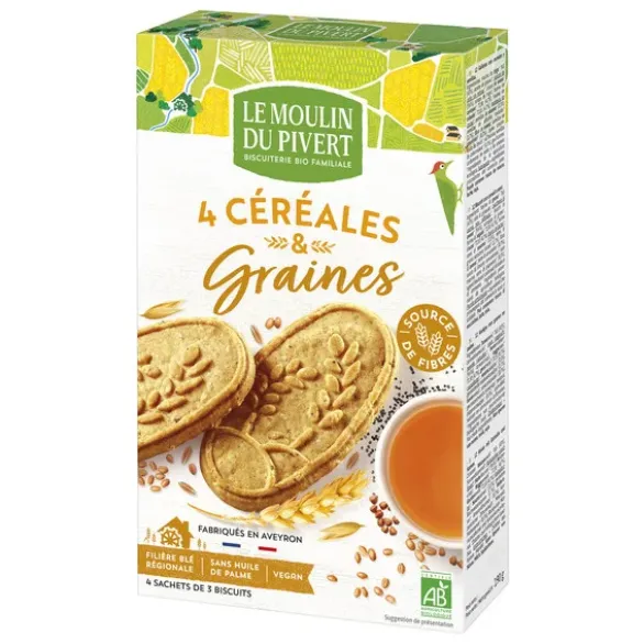 Biscuit petit déjeuner 4 céréales graines 190g