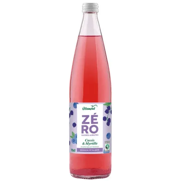 Boisson pétillante Zéro Sucres Ajoutés cassis myrtille 75cl