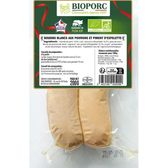 Boudin blanc poivron piment d'Espelette (2) 200g