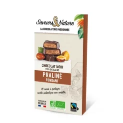 Carré chocolat noir fourré praliné noisette 80g