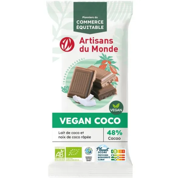 Chocolat au lait de coco et noix de coco râpée 100g