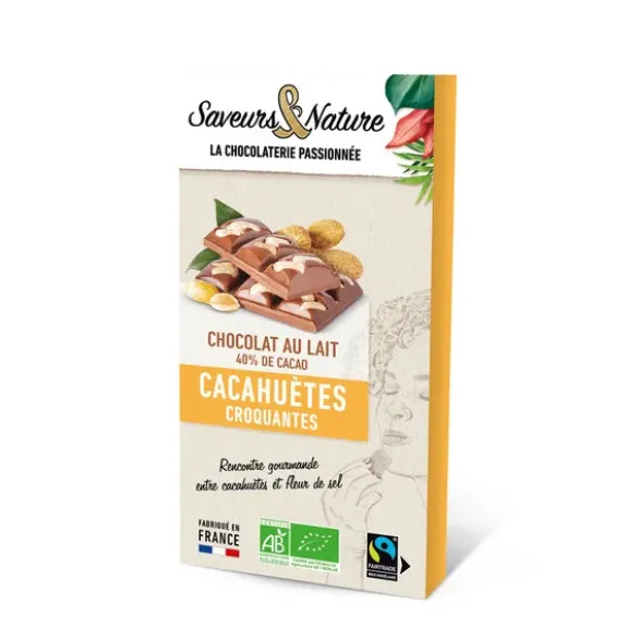 Chocolat lait cacahuète fleur de sel 100g