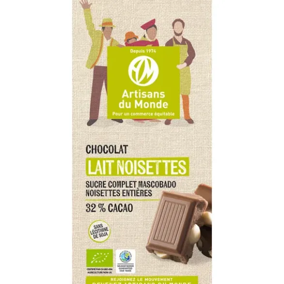 Chocolat lait noisette 32% 100g