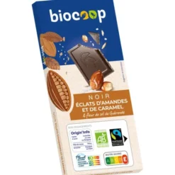 Chocolat noir amande caramel fleur de sel 56% 100g