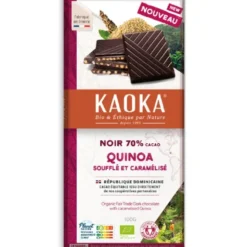 Chocolat noir aux billettes de quinoa caramélisées 70% 100g