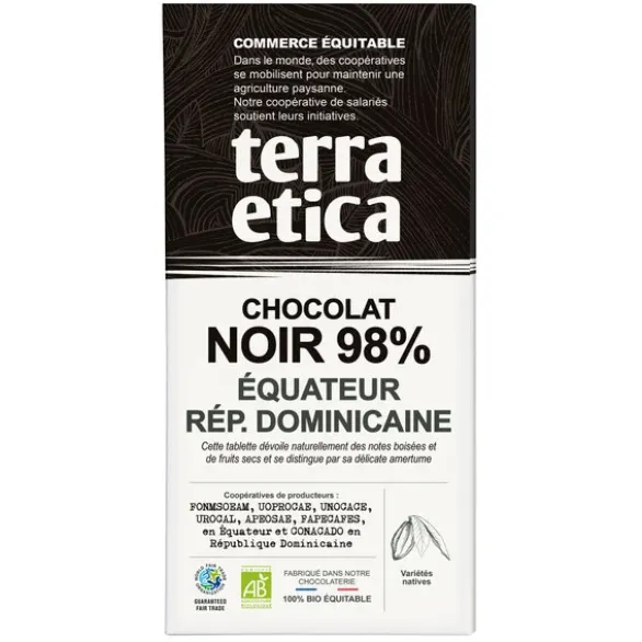 Chocolat noir Equateur République Dominicaine 98% 100g
