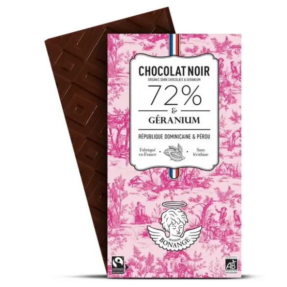 Chocolat noir géranium 72% 80g