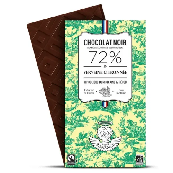 Chocolat noir verveine citronnée 72% 80g