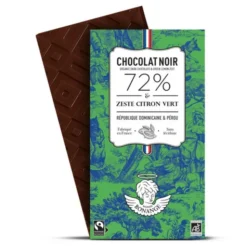 Chocolat noir zeste citron vert 72% 80g