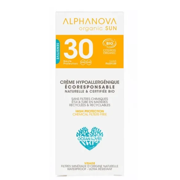 Crème solaire visage sans parfum SPF30 50g