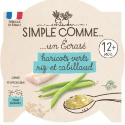 Ecrasé haricots verts riz et cabillaud assiette 200g