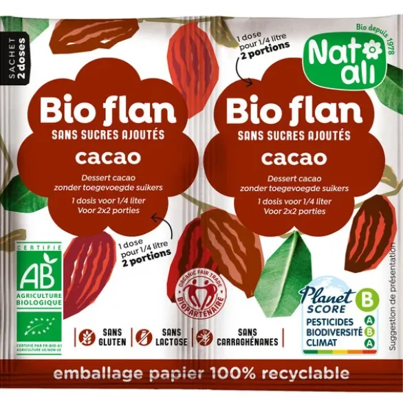 Flan cacao sans sucre ajouté 2x5,5g