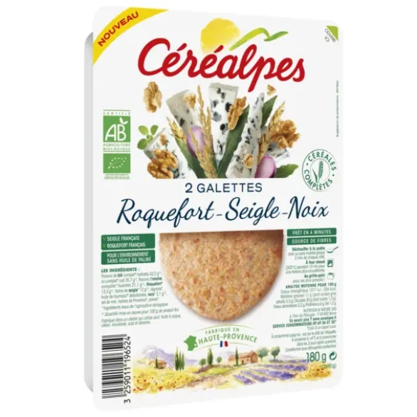 Galette roquefort seigle noix 2x90g