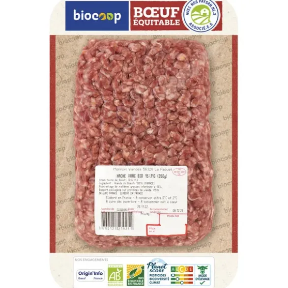 Haché vrac boeuf 15% MG 350g