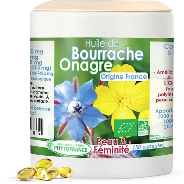 Huile de bourrache onagre - 150 capsules