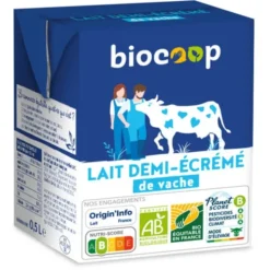 Lait 1/2 écrémé UHT brique 50cl