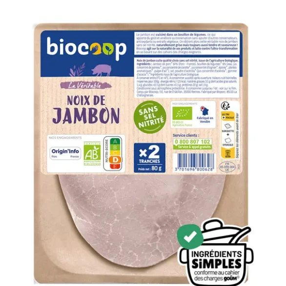 Noix de jambon sans sel nitrité Bio (2) 80g