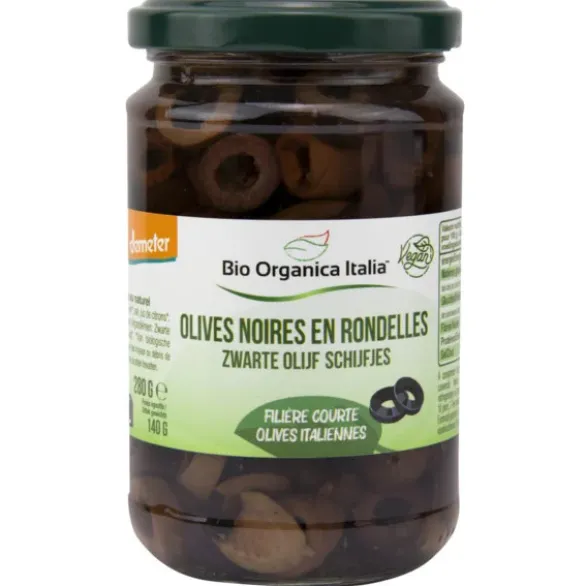 Olive noire noire rondelle 140g net égoutté
