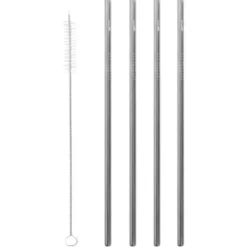 Pailles inox droites (4) + goupillon
