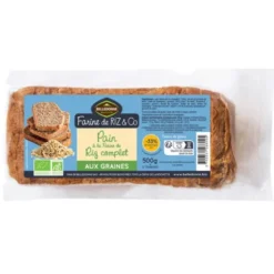 Pain farine de riz complet aux graines tranché (17) 500g