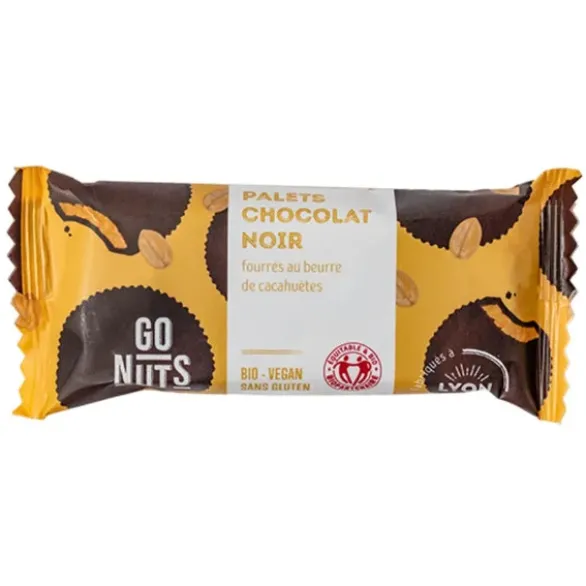Palets chocolat noir fourrés au beurre de cacahuèes (2) 34g