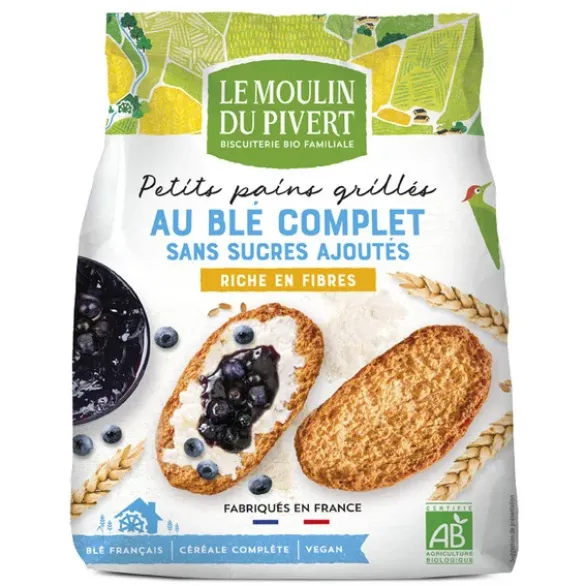 Petit pain grillé blé complet sans sucre 225g