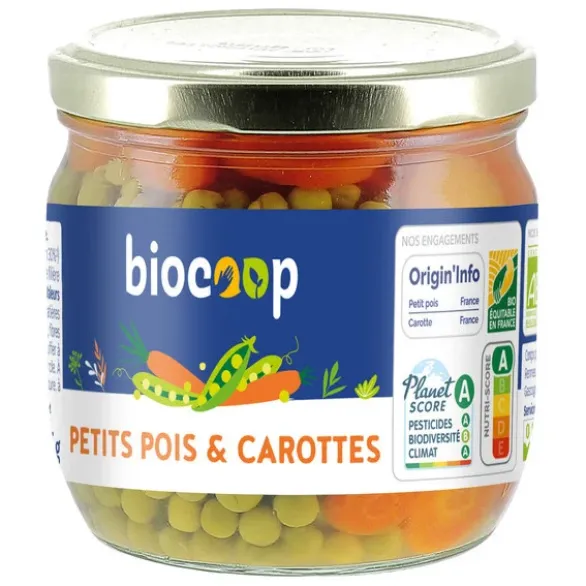 Petits pois & carotte 215g net égoutté