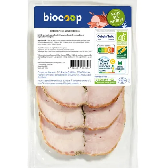 Rôti porc herbe sans sel nitrité (4) 200g