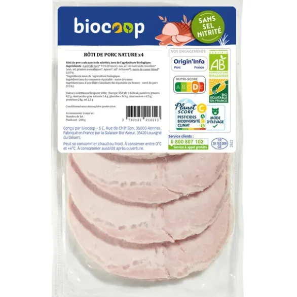 Rôti porc nature sans sel nitrité (4) 200g