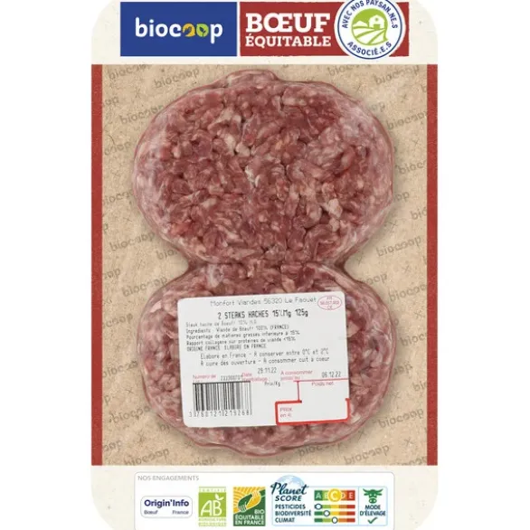 Steak haché boeuf 15%MG (2) 250g
